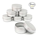 Healthcom 1oz Metal Tin Steel Flat Silver Metal Tins Jars Empty Slip Slide Round Tin Containers With Tight Sealed Twist Screwtop Cover，5 Pcs
