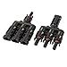 uxcell A Pair Of CNCT-MC4 T Branch Connectors Male/ Female Solar Panel Cable Connectors Cable Splitter Coupler MMMF+FFFM