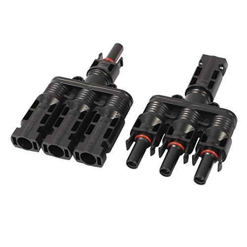 uxcell A Pair Of CNCT-MC4 T Branch Connectors Male/ Female Solar Panel Cable Connectors Cable Splitter Coupler MMMF+FFFM