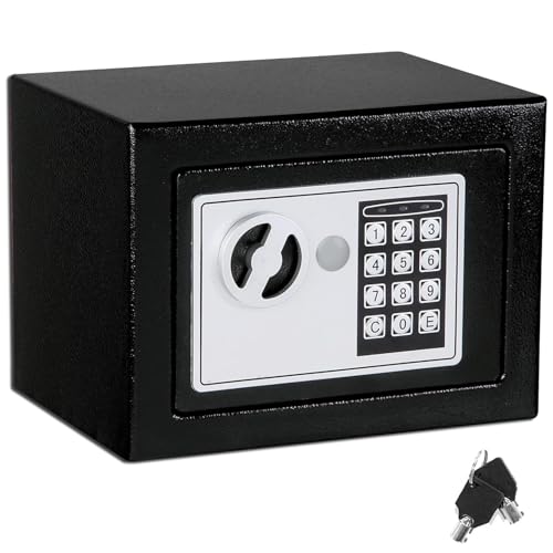 Caja fuerte,Caja Fuerte Pequeña Electrónica de Seguridad Digital,Caja De Seguridad,23cm X 17cm X 17cm,Acero Reforzado,Incluye 2 llaves y Baterias,Caja De Seguridad,Dormitorio,Oficina (23 * 17 * 17cm)