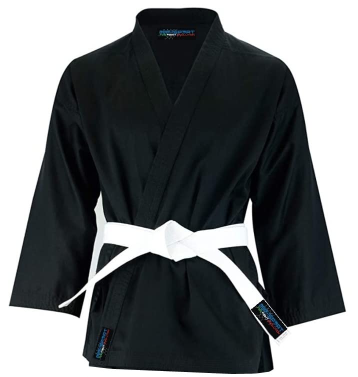 mmasport Cotton Karate Kimono 230 g 8 oz Martial Arts Uniform, Black, 1 /140 cm