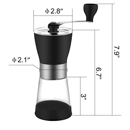Manual Coffee Grinder, Ceramic Burr Hand Coffee Grinder Mill