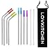 Stainless Steel Drinking Straws, LOVKITCHEN Reusable Metal Straws for Beverage, fit for 20/30 oz Tumblers Cups ( Set of 8, 8.5 Inches - 10.5 Inches), Cleaning Brushes and Storage Bag Included