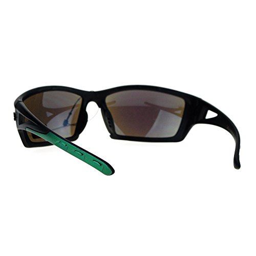 Xloop Mens Sports Sunglasses Wrap Around Rectangular Frame UV 400 Black Green