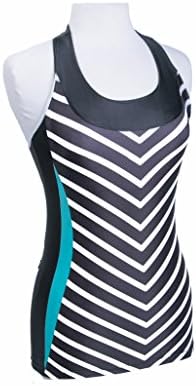 Moxie Cycling Women's T-Back Jersey, Black/Aquamarine, XX-Large