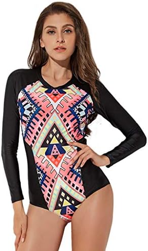 YYVVAA Rash Guard Long Sleeve Zip UV Protection Surfing Swimsuit Swimwear Bathing Suit