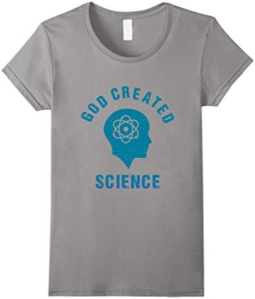 Womens God Created Science Christian Creationism Shirt Small Slate