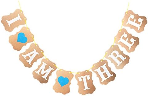 CHTENG Baby Shower 3-m Paper Its a Boy Girl Banner Party Baptism Decorations Bunting Favors Supplies Blue Pink Baby Shower (blue i am three)