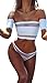 Women's Sexy Sheer Mesh Wrap Two Piece Bathing Suits Off-Shoulder Bikini Swimwear