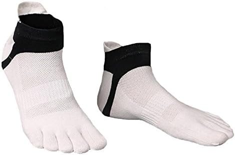 Portsur Men's Summer Cotton Sport Five Toes Thin Mesh Socks 3 Pairs White