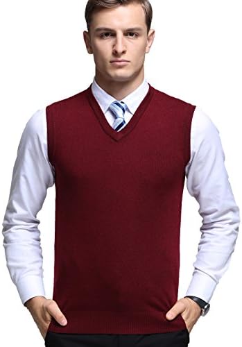 YINGQI Oversized Mens Casual Slim Fit Solid Lightweight V-neck Sweater Vest