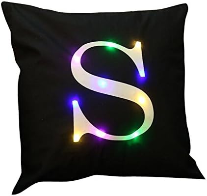 KSBRO Stuffed Plush Cushion Throw Pillow LED Lighting Letter Decorative Pillow Party Halloween Christmas Decoration-17.7" (S)