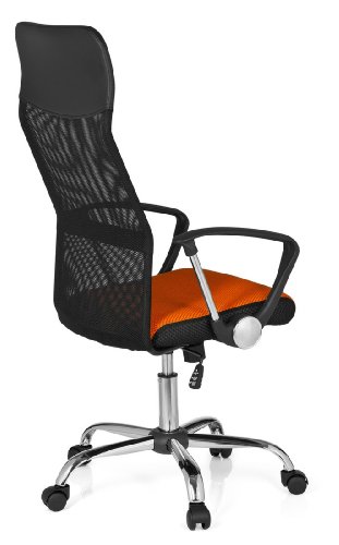 Sedia-Girevole-Orion-Net-Tessuto-Netto-Arancione-Nero-Cromo