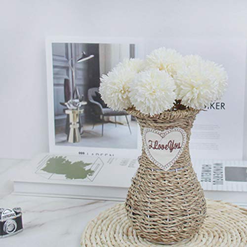 N&T NIETING Artificial Flowers 8Pcs Silk Plastic Artificial Hydrangea for DIY Bridesmaid Bridal Wedding Bouquet, Home Garden Office Party Wedding Decoration (Ivory)
