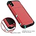 WeLoveCase for iPhone XR Wallet Case Design with Card Holder and Hidden Back Mirror Three Layer Heavy Duty Protection Shockproof All-Round Armor Protective Case for iPhone XR, Red