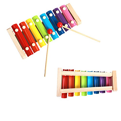 Wooden Xylophone for Kids, OMGOD Colorful 8 Tones Hand Knock Glockenspiel Metal Keys Best Birthday Gift Idea for your Mini Musicians, Perfectly Musical Toy Tuned Instrument for Toddlers Girl Boy Child - Thumbnail 2