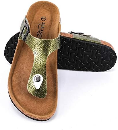 Seranoma Women's Thong Cork Sandal | Open Toe Slide | Flat Footbed