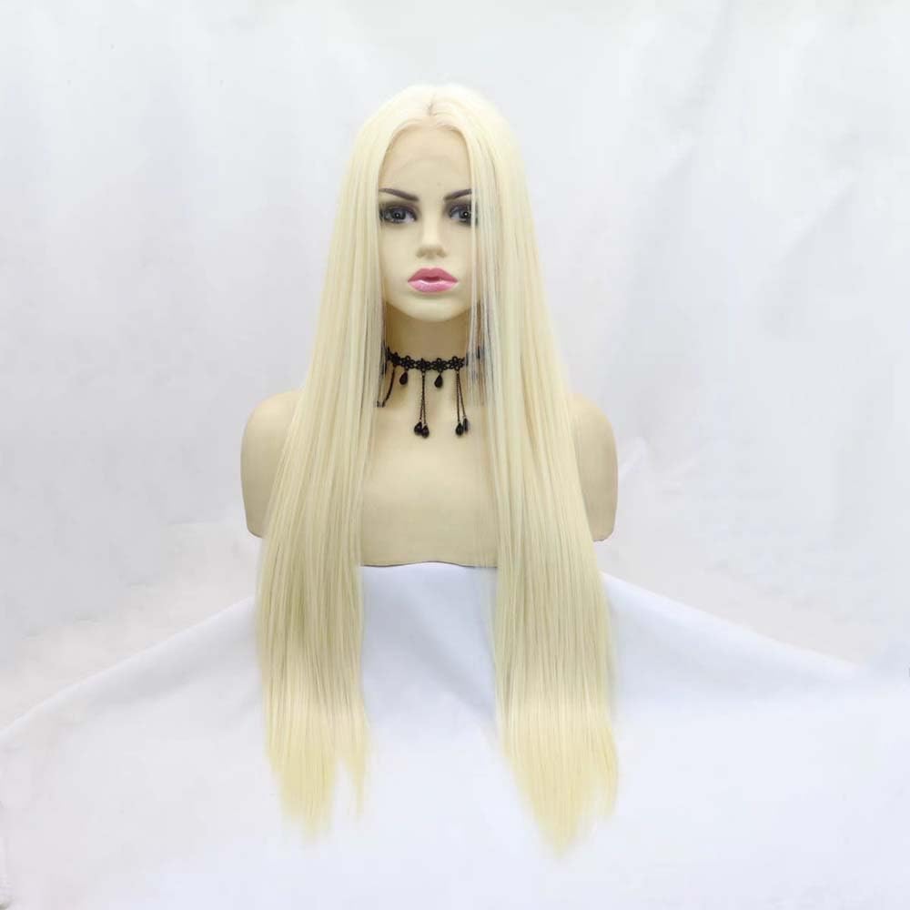 Xiweiya Blonde Straight Synthetic Yellow Lace Front Wigs - Long Silky Straight Wigs For Women - Heat Resistant Fiber — image 1