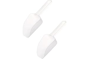 2Pcs White Plastic Ice Scoop, Kitchen Ice Scooper for Ice Maker, Ice Scooper for Ice Maker Freezer Bar Wedding Party Food Sco