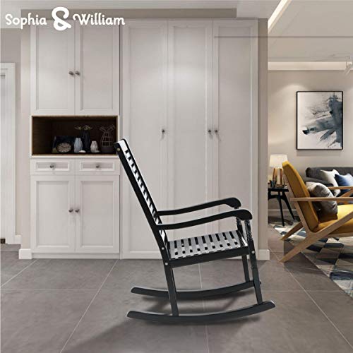 Sophia & William Outdoor Acacia Wood Rocking Chair Black, Wooden
