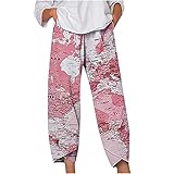 TARIENDY Wide Leg Pants for Women Map Graphic Capri