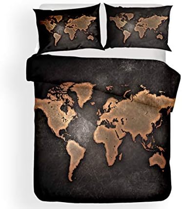 FASHION WORLD MAP pattern series 3D Bedding Set Print Duvet cover set lifelike bed sheet #2 (8, Double)