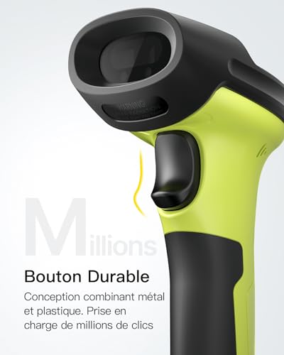 Inateck Wireless Barcode Reader, 1D Barcode Shower with 2.4GHz Wireless and USB Wired Scanner, 35m Radius, Automatic and Accurate Scan, 180 Days Standby Time, BCST-60