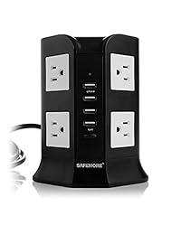 safemore Smart 8 outlet con franja de 4 USB Potencia de salida (Blanco y Negro)