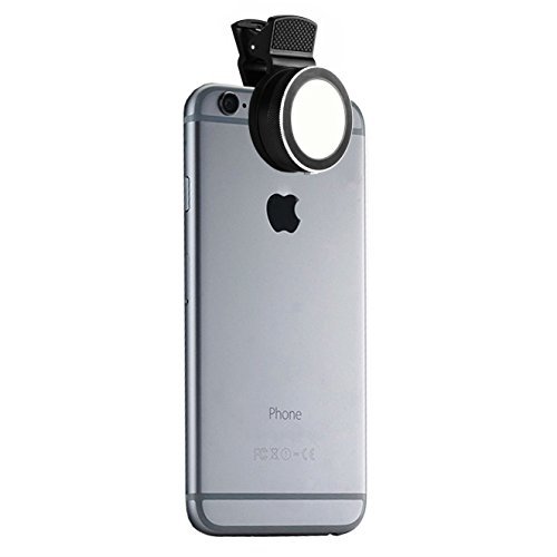 Universal Clip-On Mini LED Light Portable Pocket Spotlight for iPhone, iPad, iPod, Samsung, LG, Motorola, HTC, Nokia, Cell Phones and Tablets Camera Video Light (Black)
