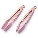 COOK WITH COLOR Tongs for Cooking Stainless Steel and Silicone Set of Two 6” Rose Gold Mini Nonstick Kitchen Tongs with Silicone Tips Small Tongs Appetizer Tongs Sugar Tongs Salad Tongs (Pink)