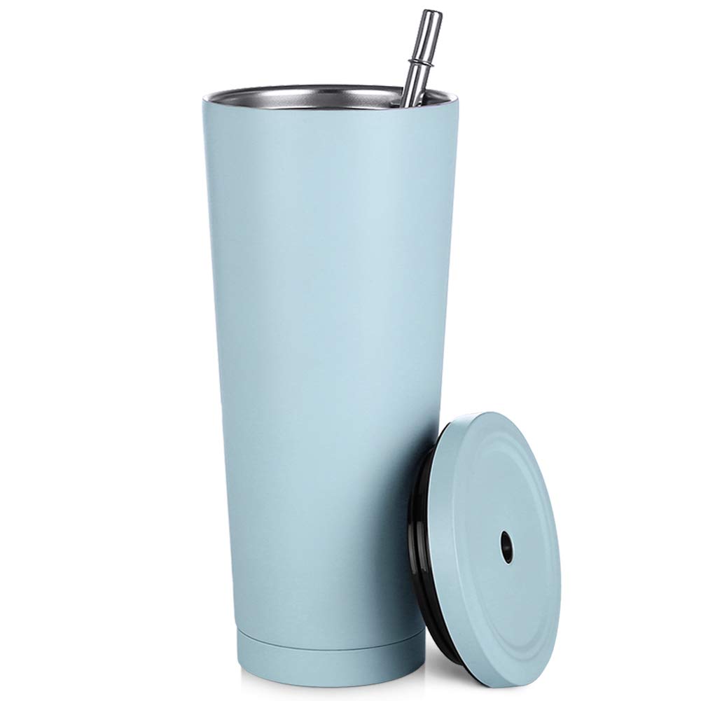Sorlakar 25OZ Stainless Steel Skinny Tumbler with Straw and Lid,Double Wall Vacuum Insulated Large Water Cup Travel Mug for Coffee Water Hot Cold Beverage