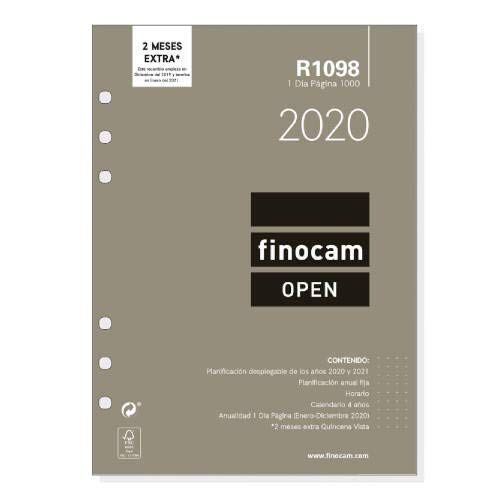 Finocam 711680020 – Annual Refill (January 2020 – December 2020), 1 Day Page Open R1098 Spanish, 22.5 x 16 cm