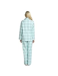 GLOBAL Comfy Pajamas for Women 2-Piece Warm and Cozy Flannel Pj Set of Loungewear Button Front Top Pants