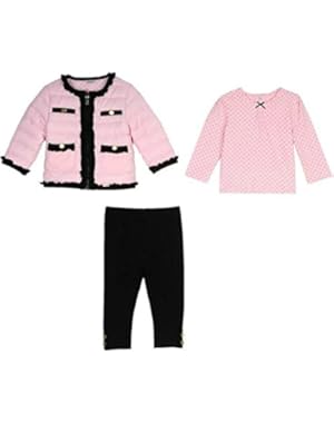 Baby-Girls Pink and Black Jacket Top and Legging Set