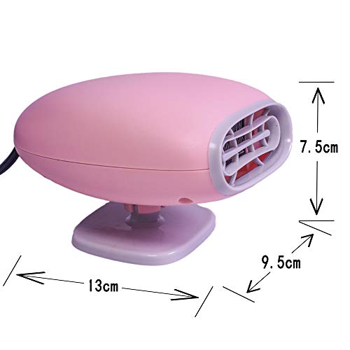 Portable Car Heater Fan Defroster with Air Purification 12V 150W Auto Car 30 Seconds Fast Heating Defrost Defogger Demister Vehicle Ceramic Heater Fan for Windshield (Pink) - Thumbnail 2