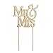 Mr & Mrs Gold-plated Monogram Silhouette Rhinestone Wedding Cake Topper Decoration with Crystals - Formal Font