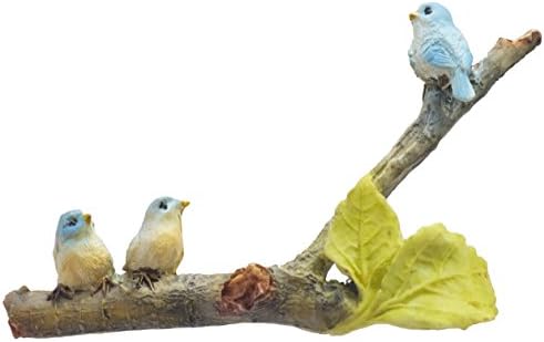 Fiddlehead Fairy Blue Birds on a Leaf Twig Miniature Figure
