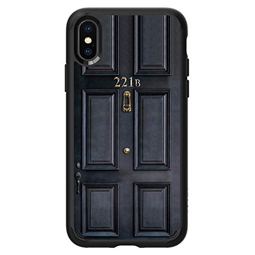 DistinctInk Case for iPhone XR (6.1" Screen) - Custom Black Spigen Ultra Hybrid - 221b Baker Street