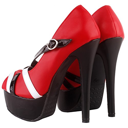 SHOW-STORY-Women-Red-Black-White-Cross-Over-Strappy-Platform-Stiletto-Heel-Dress-PumpsLF80867