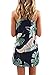 Sidefeel Women Floral Print Halter Sleeveless Mini Short Dress Samll Navy