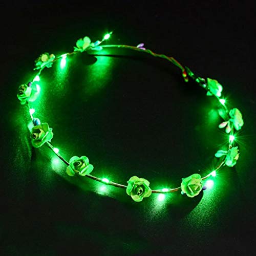 LED Glowing Wreath Flower Crown Hair Band Wedding Floral Garland Festival Flower Headdress Hair Accessory Festival