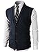 H2H Mens Casual Slim Fit V-Neck Button-Front Shawl Collar Vest With Pockets