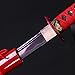 TEKIIOO Katana Sword, Fully Handmade Real Japanese Sword 1040 High Carbon Steel Samurai Sword with Wooden Scabbard Alloy Guard (Red)