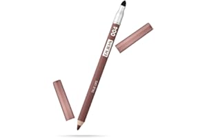 Pupa Milano True Lips Blendable Lip Liner - Dual-Ended Matte Lining Color and Brush - Light and Creamy, Hydrating, High Pigment, Smudge Proof Formula - Paraben Free - 004 Plain Brown - 0.042 oz