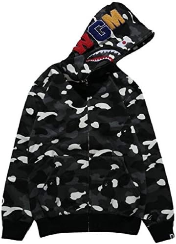 UOREHM Bape Ape Shark Camo Men Women Hoodie Fashion Casual Teenage Adult Sweater Full Zipper Jacket