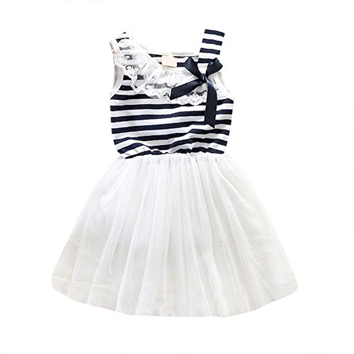 knee length dresses for ladies Women's Marna Lace Edged Striped Mini Dress in Light Blue main image 1