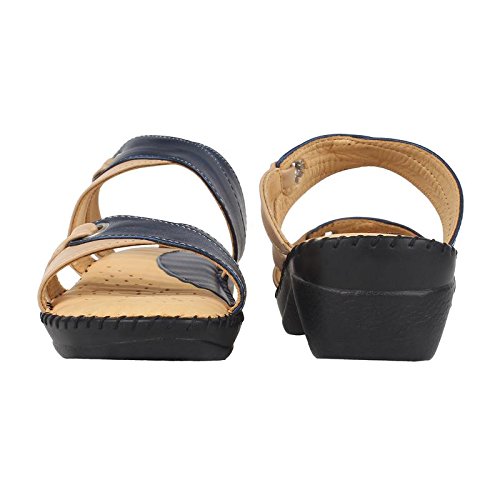 1 walk doctor sole orthotpedics leather casual footwear for women-beige::blue