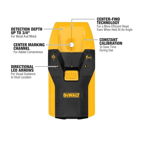 DEWALT Stud Finder, 3/4”, Locate Framing Studs Efficiently with LED Arrows, Ideal for Wood and Metal, AAA Batteries Included (DW0100)