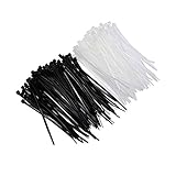 Mudder 4 Inch Nylon Cable Ties in Black and White, 200 Pieces