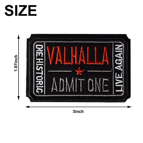 GYGYL 2Pcs Tactical Flag Patch, Ticket to Valhalla Admit One Die Historic Live Again Patch, Hook Fastener Military Patches Set for Tactical Caps, Bags, Backpacks, Tactical Vest, Military Uniforms